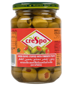 CRESPO GREEN OLIVES STUFFED WITH PEPPERS 370ML - Oliu Xanh Nhồi Ớt Ngọt Crespo 370ml