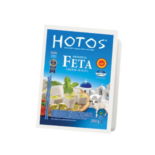 GREEK FETA CHEESE PDO IN BRINE HOTOS 200G - Phô mai Feta Hy Lạp PDO ngâm nước muối Hotos 200g