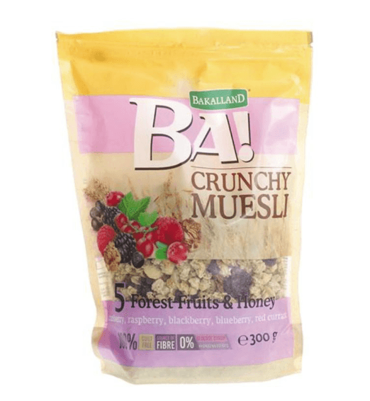 BAKALLAND CRUNCHY MUESLI FOREST FRUITS & HONEY 300G - Ngũ Cốc Crunchy Muesli Bakalland Trái Cây Rừng & Mật Ong 300g