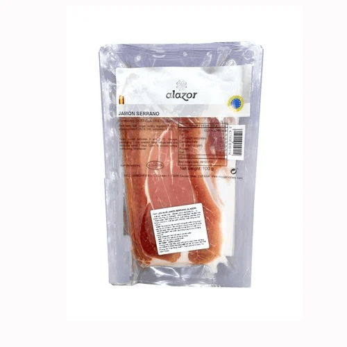 ALAZOR JAMON SERRANO SLICED 100G – Thịt lợn muối Jamon Serrano Alazor 100g